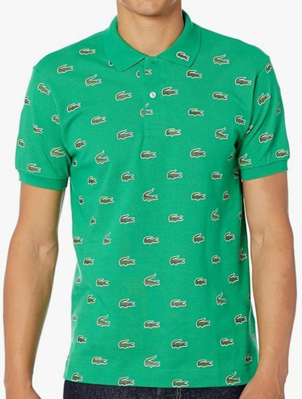 Lacoste Men's Short Sleeve Allover Croc Polo Shirt CALATHEA L